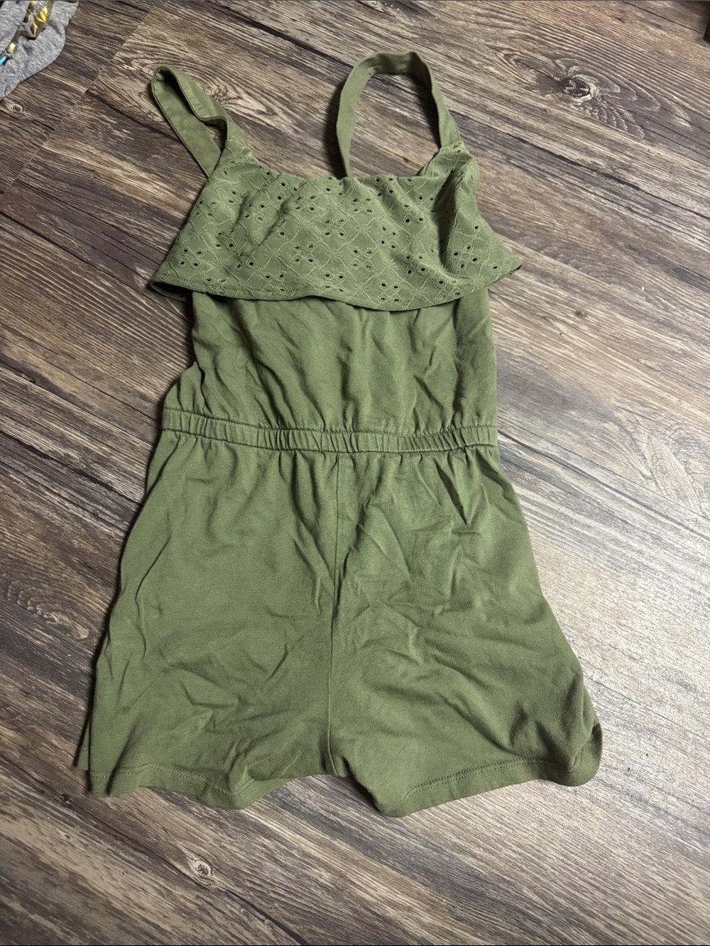 Old Navy Olive Eyelet Ruffle Romper